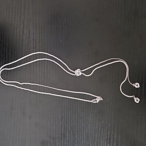 Monet Silver Tone 18 Inch Lariat Necklace Knotted detail Chain Jewelry